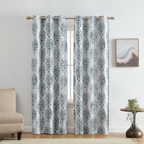 Home Fashions Raja Boho Print Thermal Blackout 37″W x 84″L (Pack of 2) Indigo