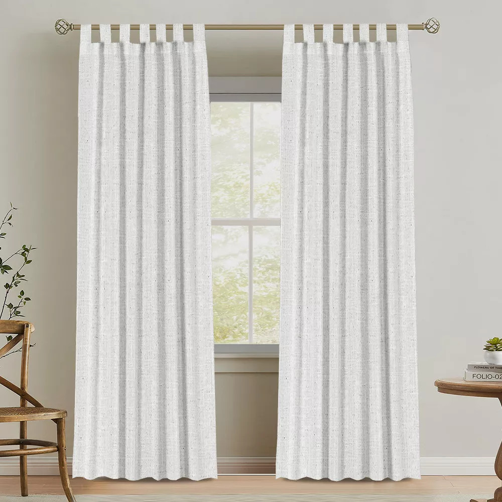 Natural Tab Top Curtains Semi Sheer Curtains