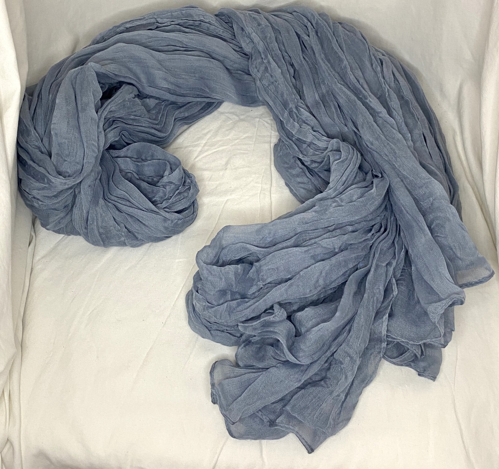 Sheer Window Scarf Approx. 12′ x 2.5′ Blue/Gray Color