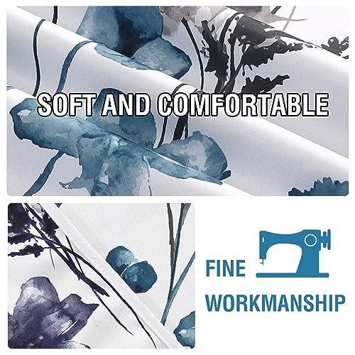 Double Sided Floral Pattern 42″W x 63″L (Pack of 1) Reversible in Blue/Navy