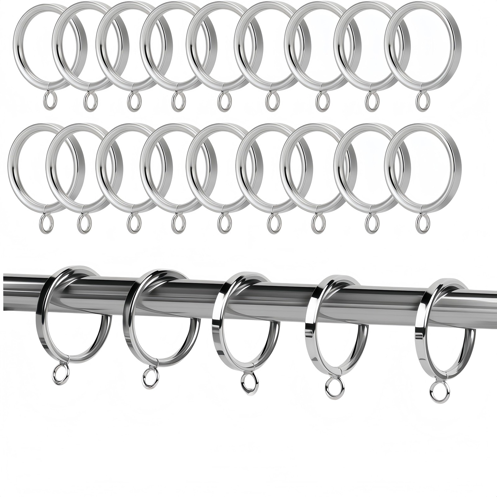 40 Pack 1.5 Inch Half-Round Satin Nickel Curtain Eyelets – Heavy Duty Iron, R…