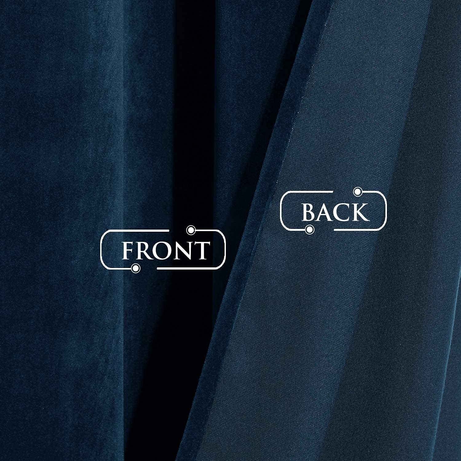 Blackout Curtains in Navy Velvet – Elegant 52″x96″ Drapes for Home Decor