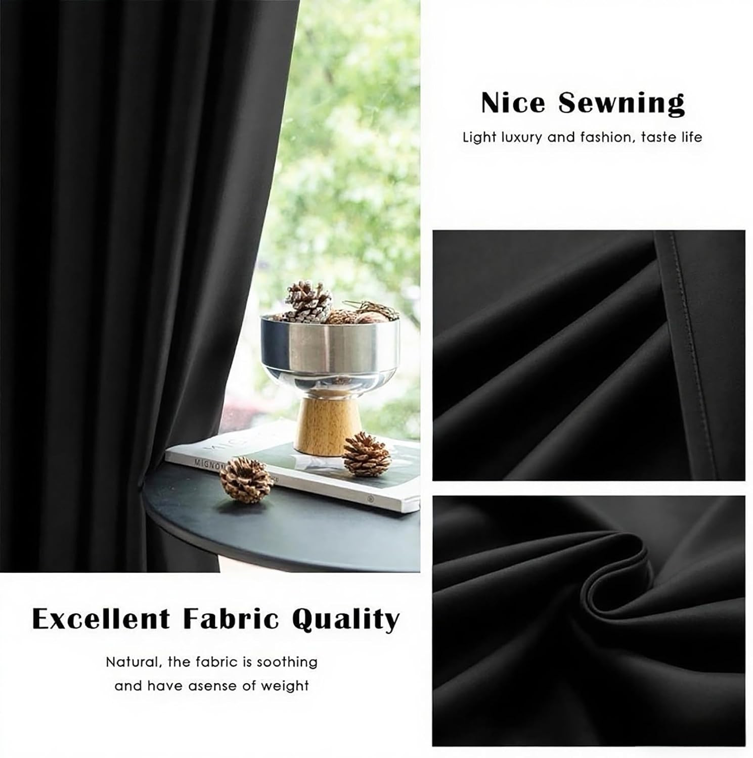Home Decor Blackout Extra Long Curtains，240″ Long Grommet High Ceiling Draps Noi