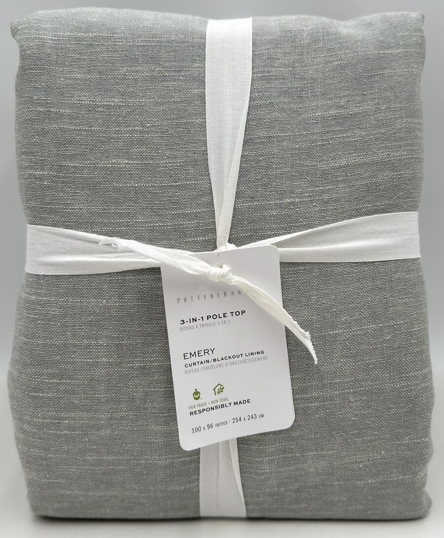 Pottery Barn Emery Poletop Doublewide BLACKOUT Drape 100 x 96 Mineral Blue