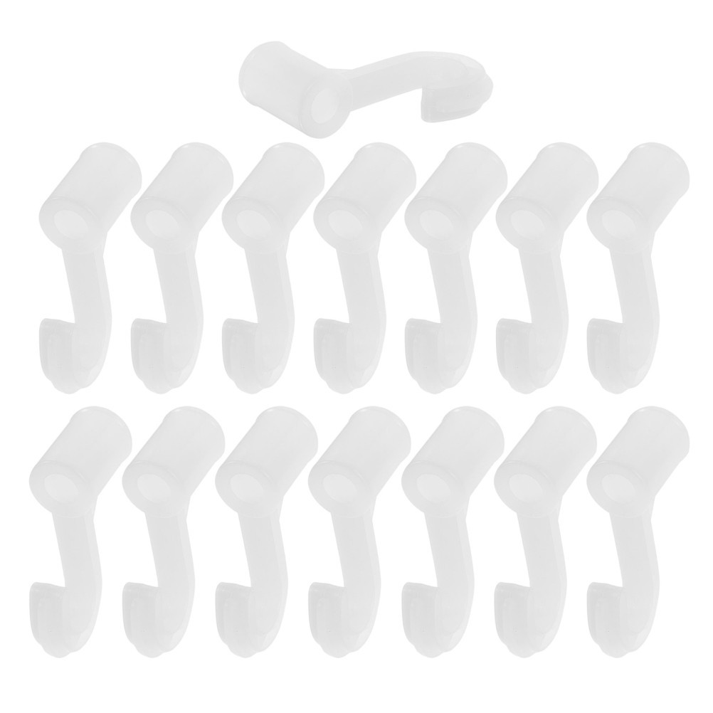 15Pcs Plastic Closet Hanging Rod Support Hooks White for Wardrobe Organization