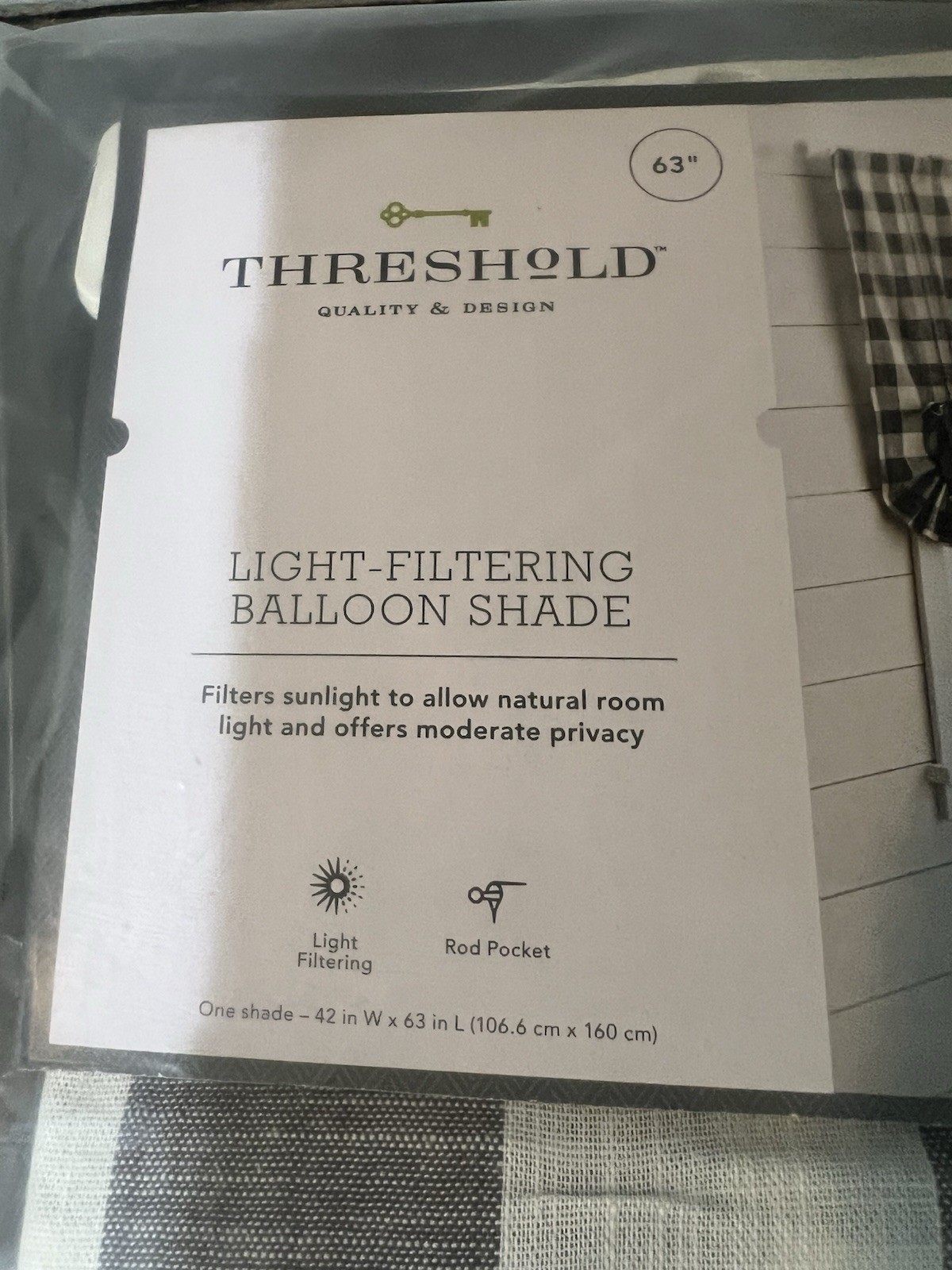 Set of 2 – Threshold Buffalo Check Light Filtering Balloon Tie Window Shades