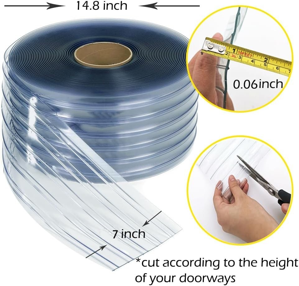 Plastic Vinyl Strip Door Curtain – 148 Feet Clear Ribbed PVC Curtain Bulk Roll,