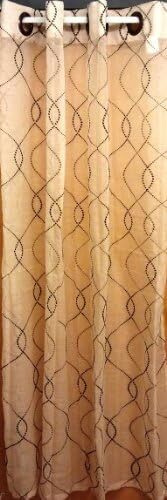 Curve Embroidered Light Filtering Grommet Top Panel Curves 54 Inches Wide