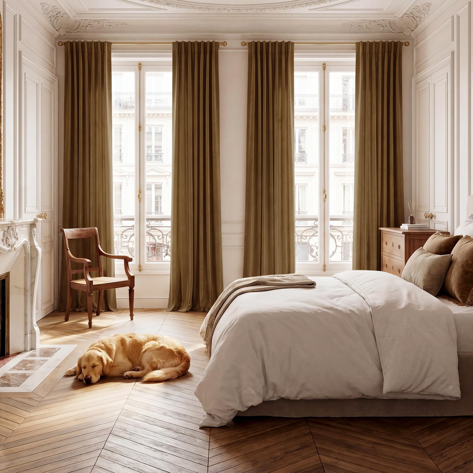 Gold Brown Velvet Curtains 96 inches Long for Living Room, Luxury Back Tab Heavy