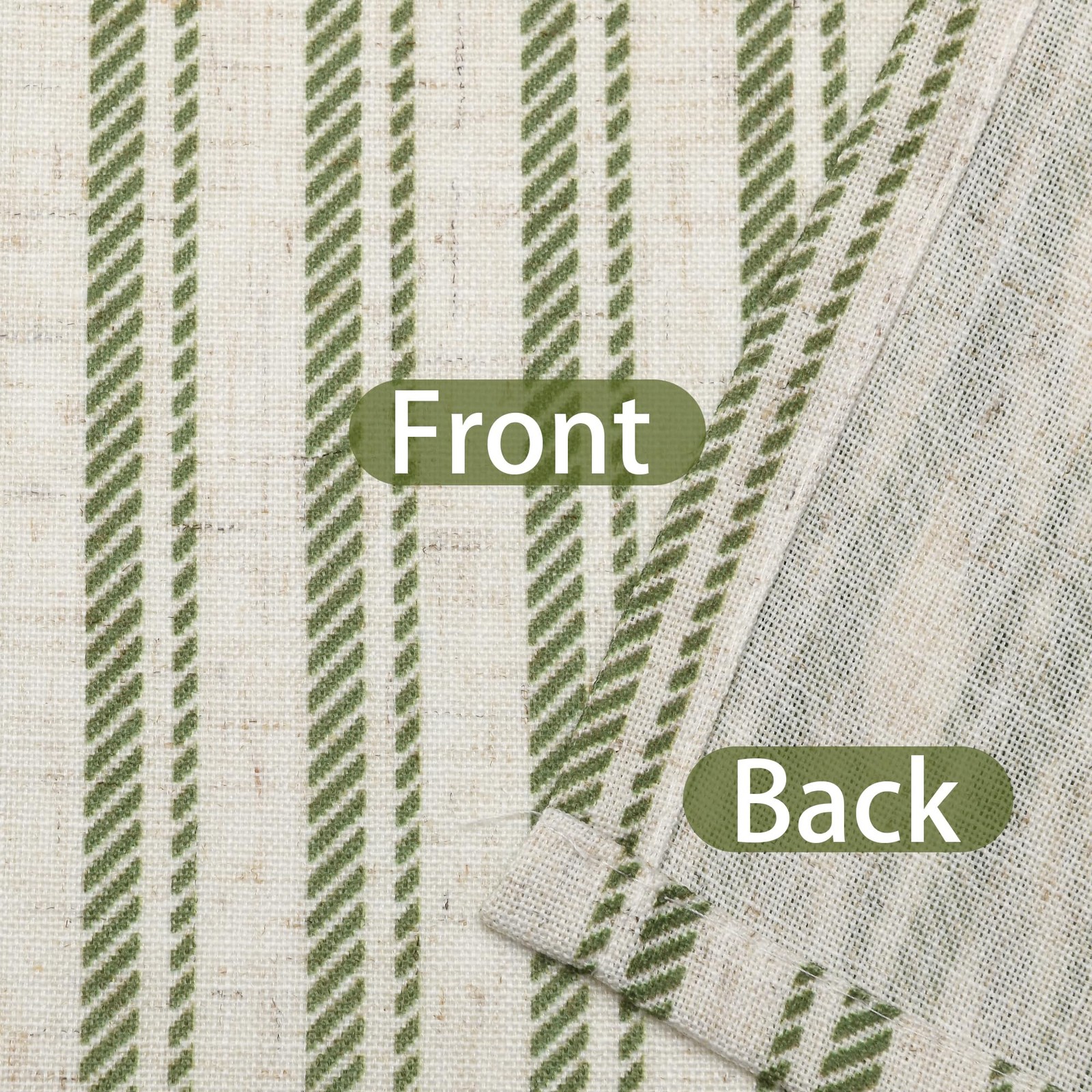 52×18 Inch Kitchen Valance – Thick Textured Linen Striped Window Valance Curt…
