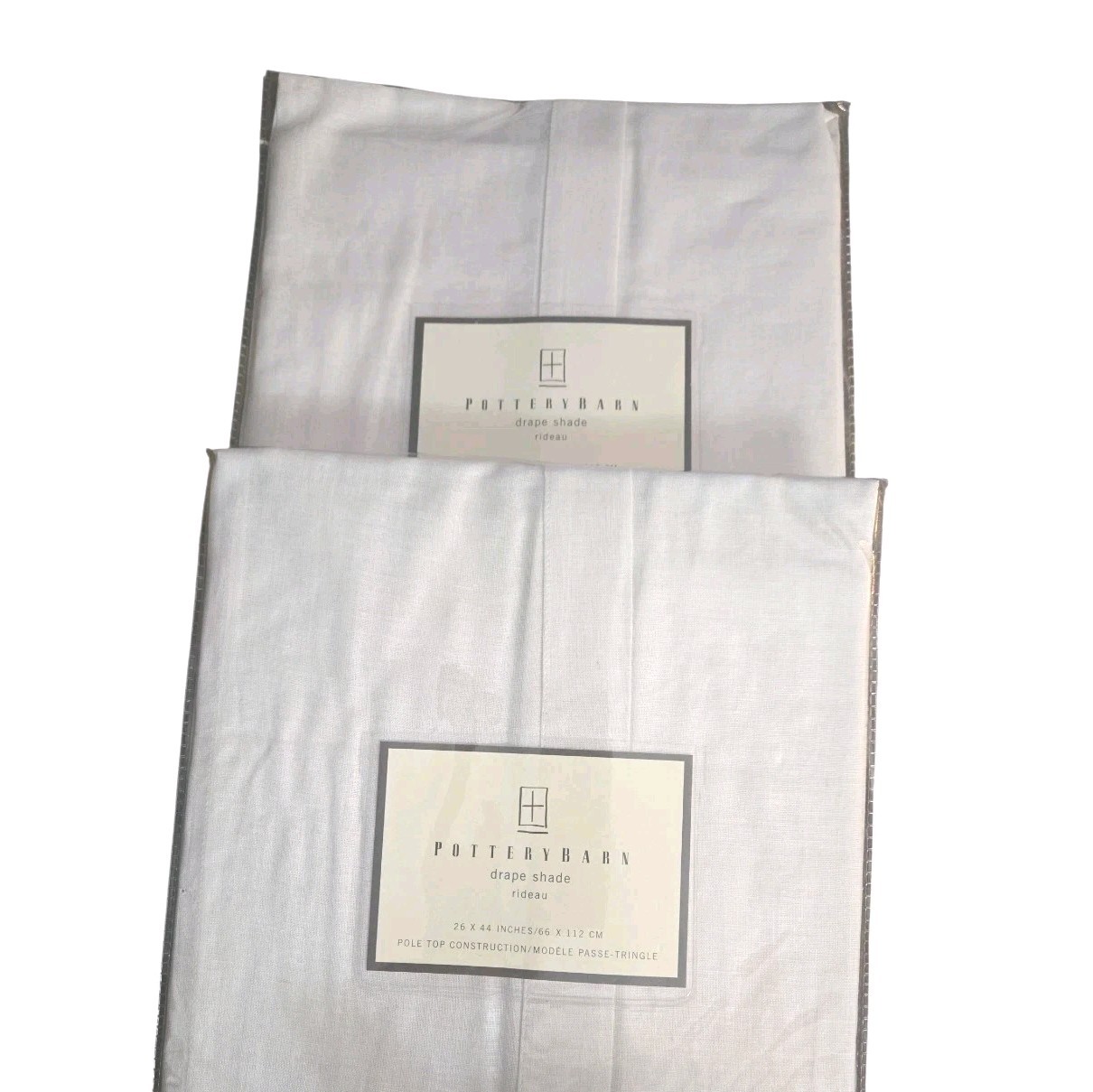 NEW 2 Pottery Barn Drape Shade Rideau Off White 26″x44″ Pole Top Curtain Window