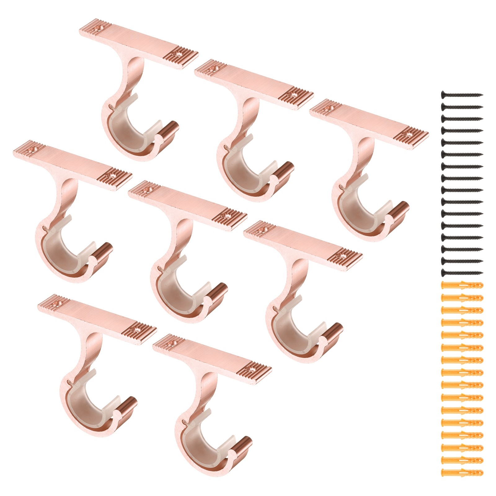 8Pcs Ceiling Curtain Rod Holder Single Drapery Bracket for 1″ Rod Rose Gold