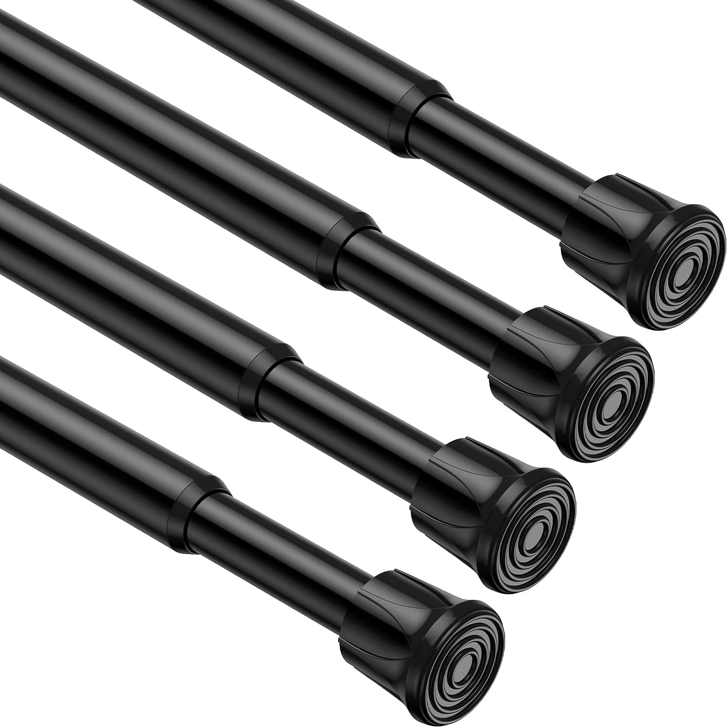 4pcs Tension Curtain Rod 26.2 to 49 Inch, Black Tension Rod No-Slip Spring