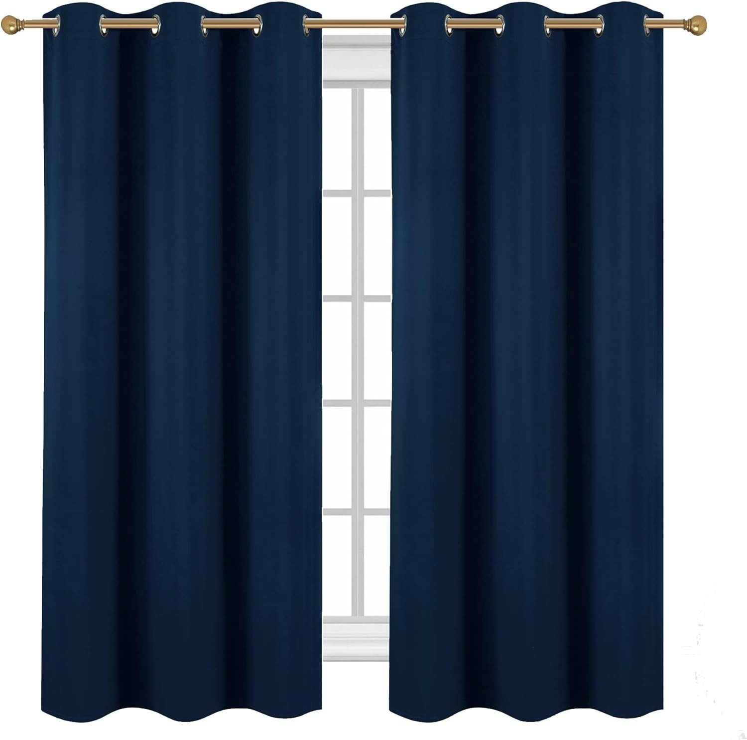 Navy Blue Grommet Blackout Curtains for Bedroom Thermal Insulated Room Darken…