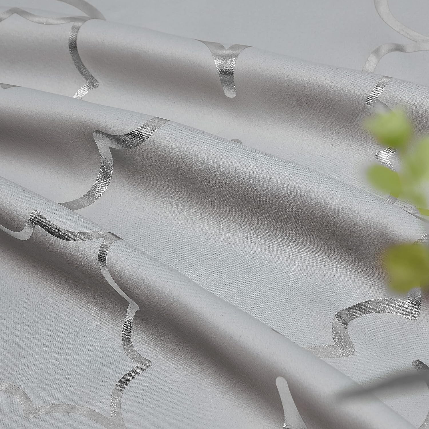 Purainbow Grey Blackout Curtain Panels for Bedroom 84″ Silver Foil Moroccan Meta