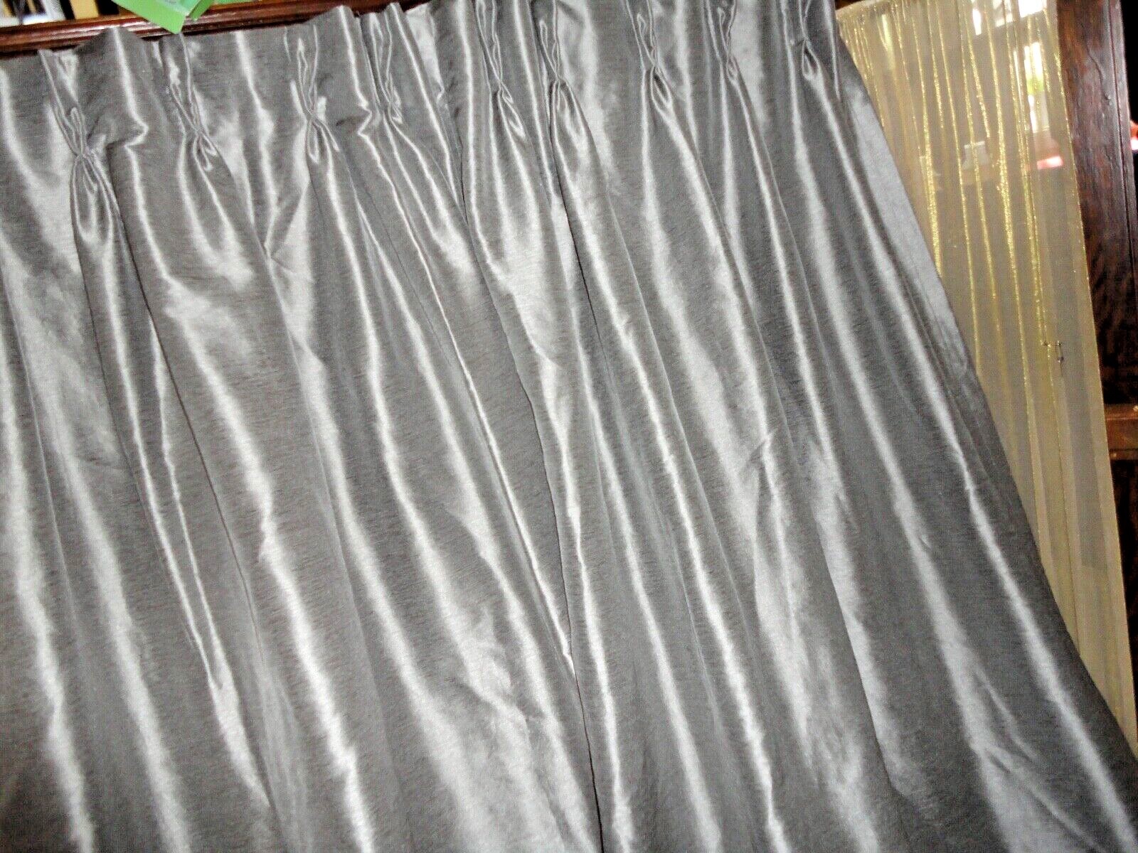 PERI GRAY SPELLBOUND TEXTURED (2) PINCH PLEATED PANELS WINDOW CURTAINS 32 X 106
