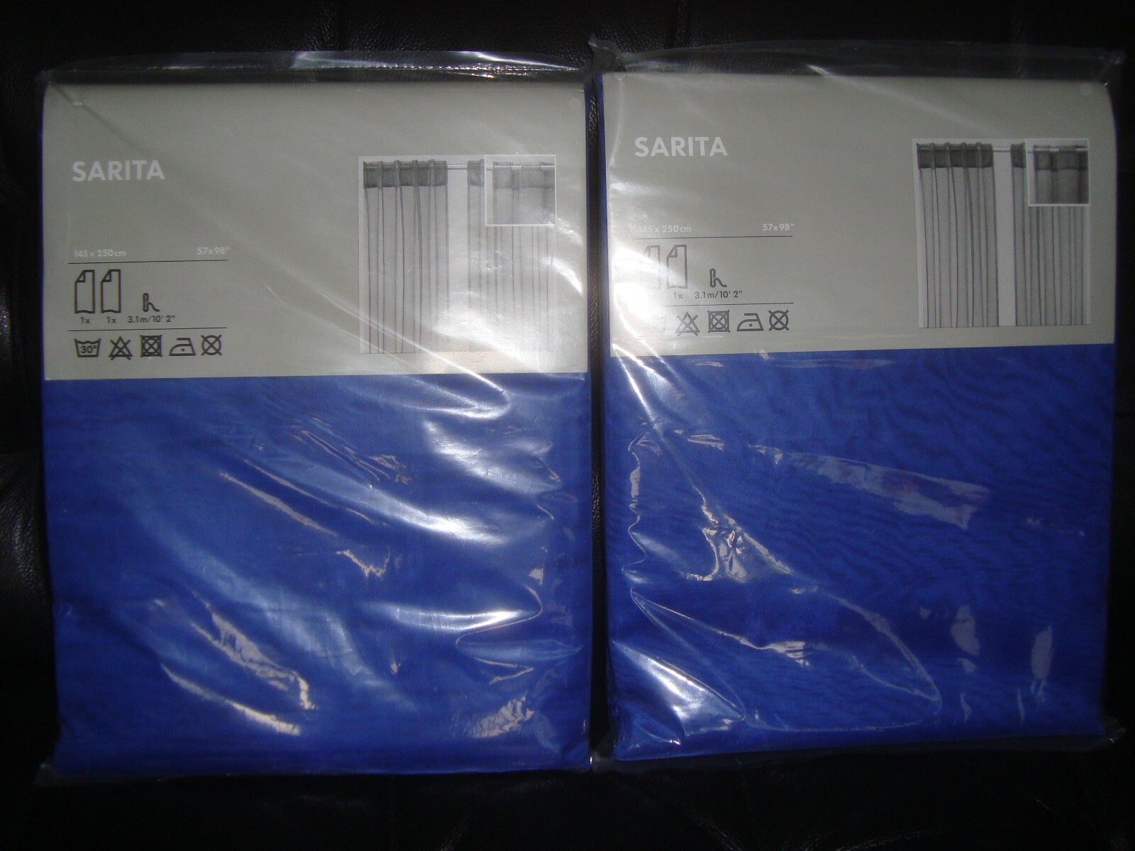 NEW 4 Sheer Curtain Panels 57 x 98″ (145 x 250 cm) with Hemming Strip BLUE NIP