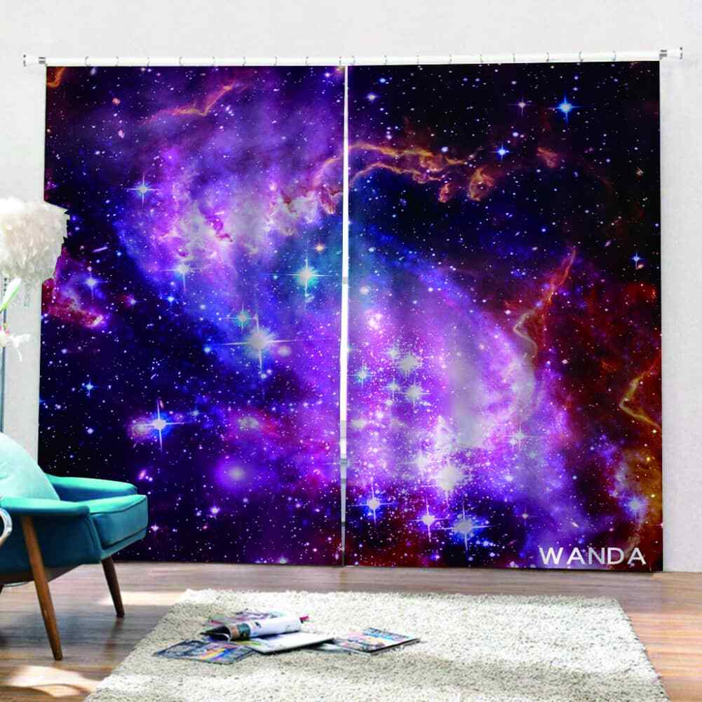 many stars in the bright galaxy Printing 3D Blockout Curtains Fabric Window