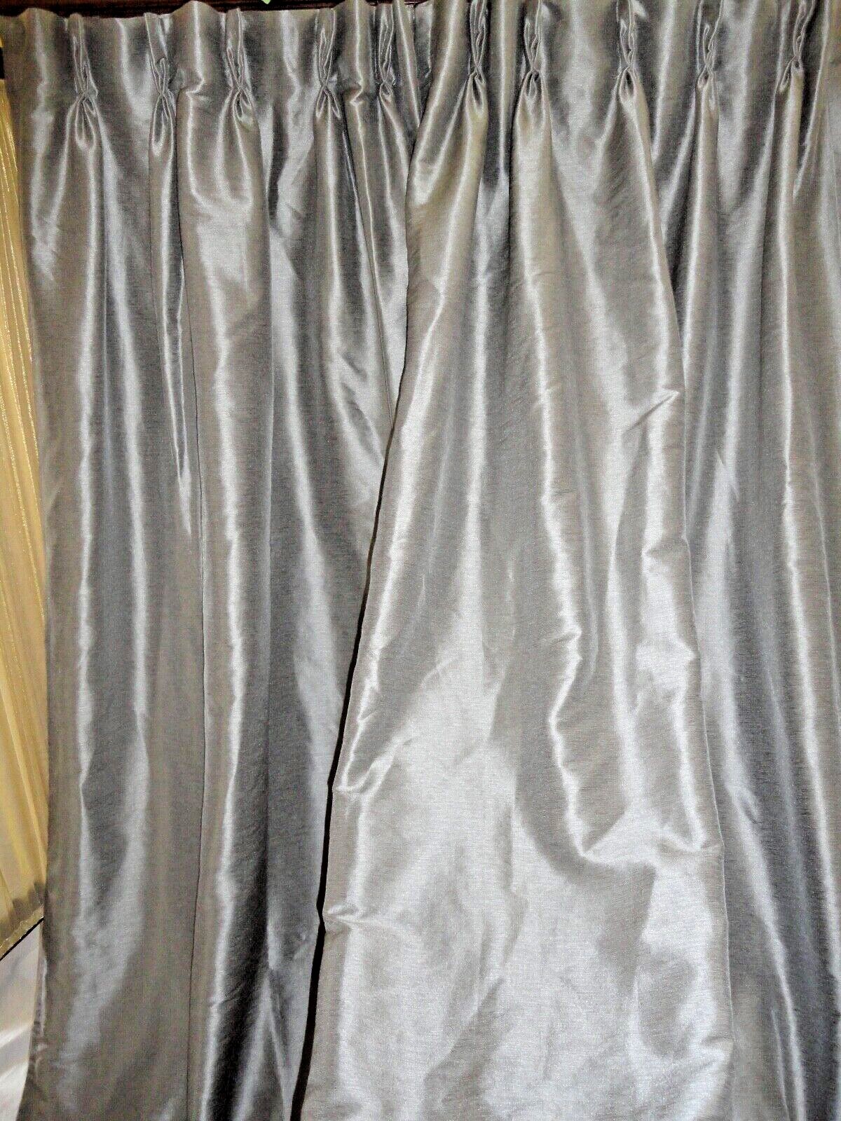 PERI GRAY SPELLBOUND TEXTURED (2) PINCH PLEATED PANELS WINDOW CURTAINS 32 X 106