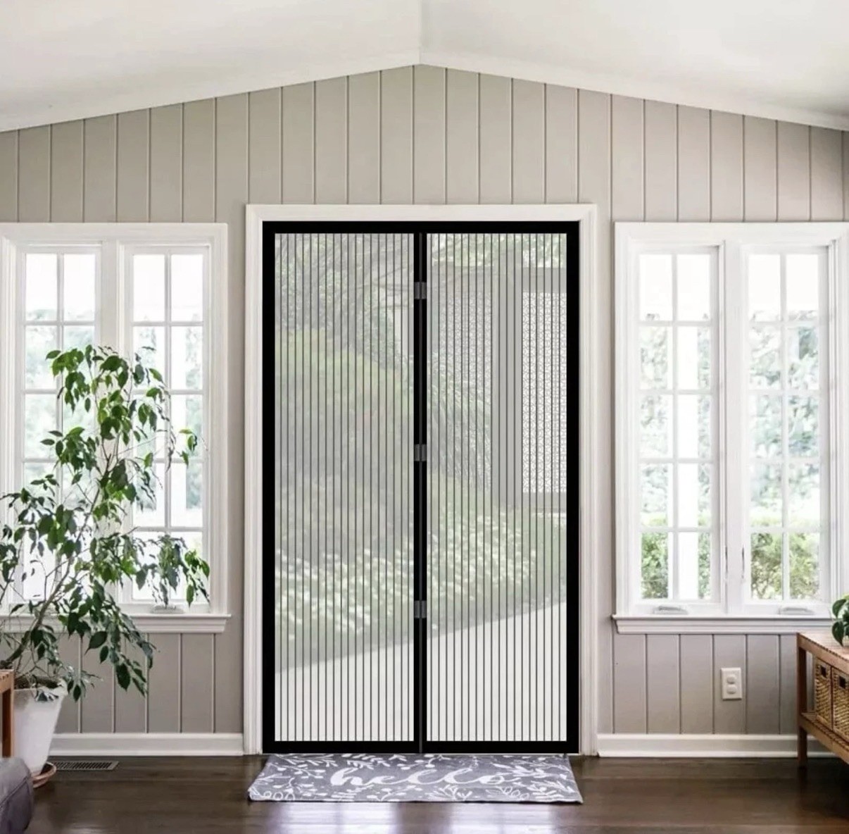 Magic Magnetic Door Mesh Net Fly Screen Mosquito Bug Curtain Hands Free Black AU