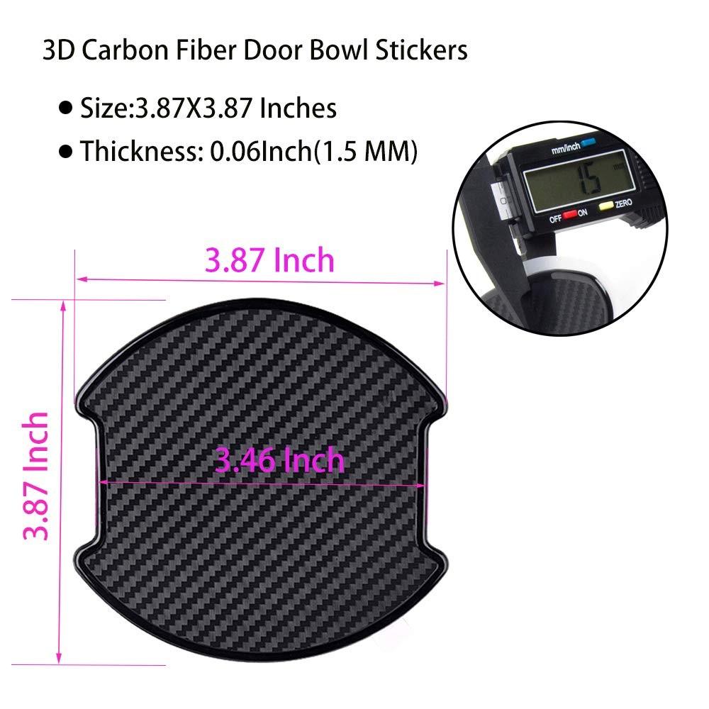WORCAS 4Pcs Black Carbon Fiber TPU Car Door Handle Cup Protective Stickers Un…