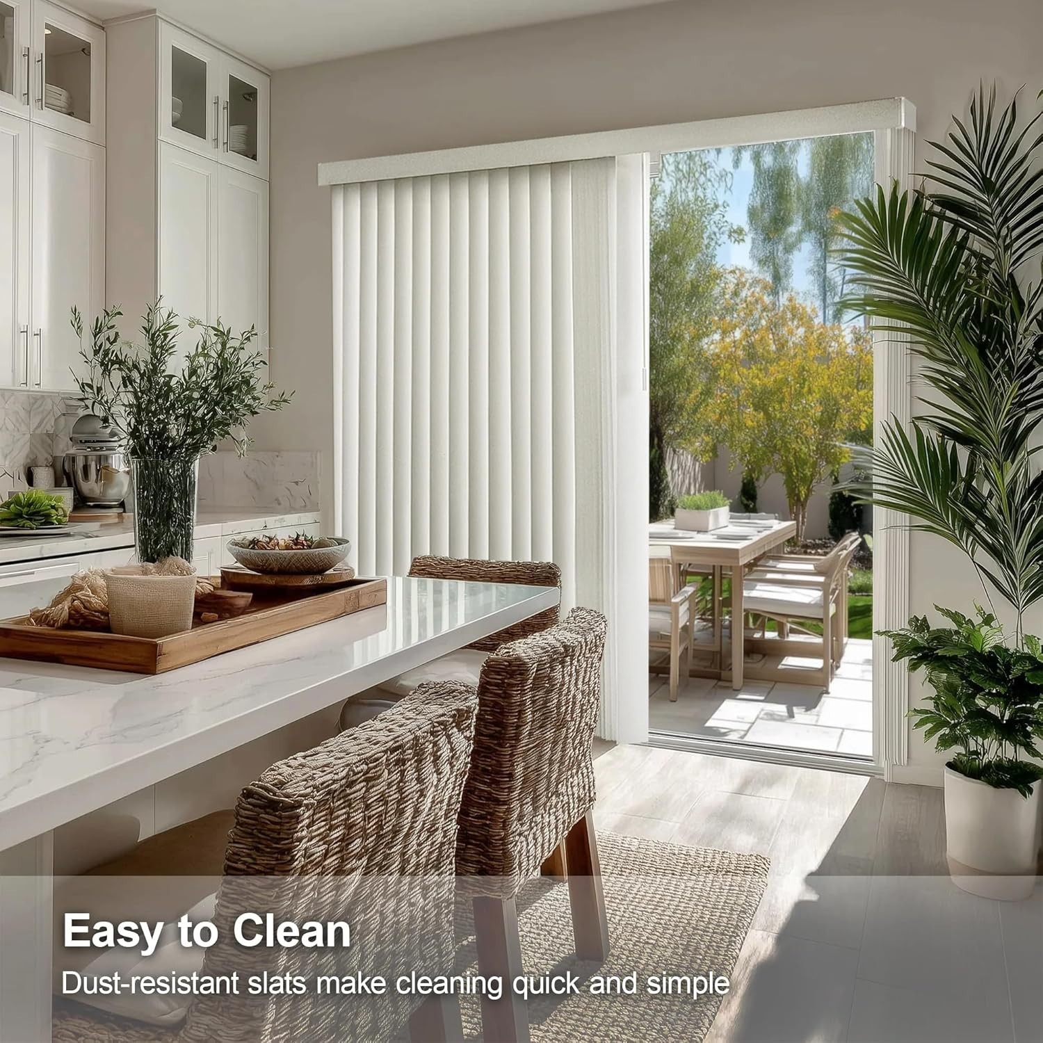 Vinyl Vertical Blinds | Cordless Blackout Patio Door Shades | 78″W x 84″H