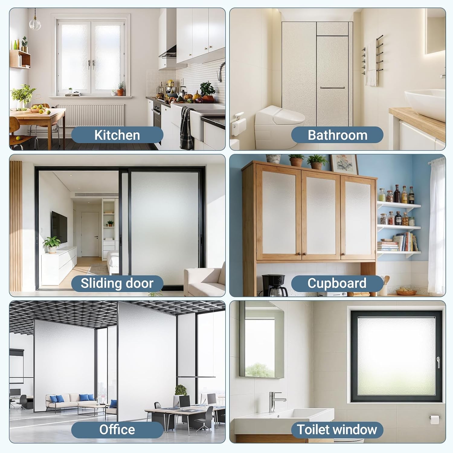 Frosted Glass Window Privacy Film 24 Hour Two Way and Windows (17.5 x 78.7 Inch)