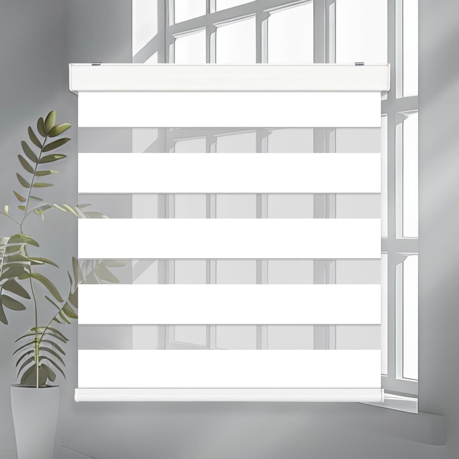 Zebra Roller Blinds Multiple Sizes White Dual Layer Light Filtering Window Shade