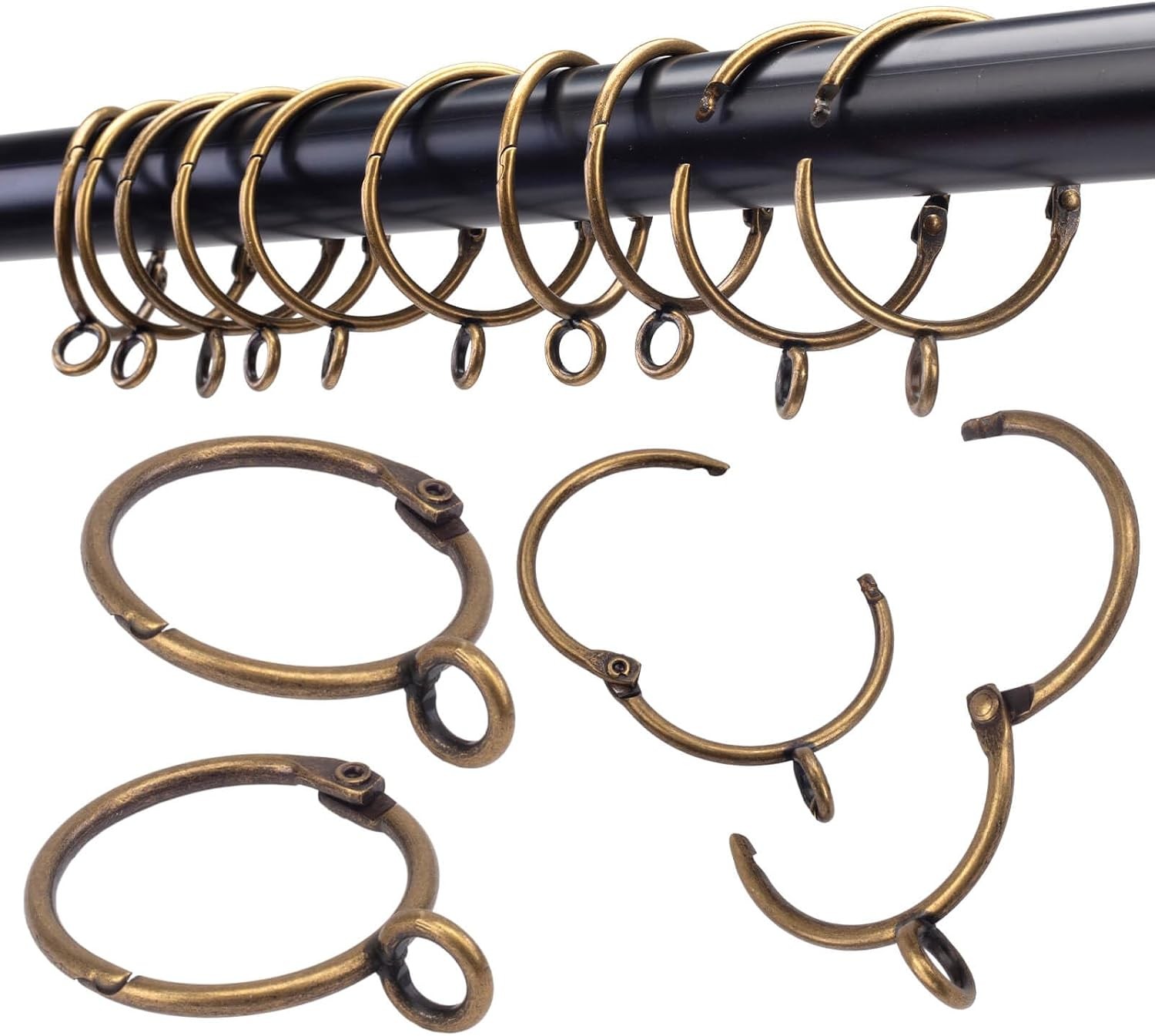 Openable Curtain Rings with Eyelet,24PCS Curtain Rings,Drapes Rings 1.25 in I…