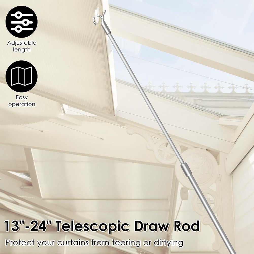 Easy Pull Telescopic Draw Blind Tilt Wand, 13-24in Length Adjustable Blinds5119