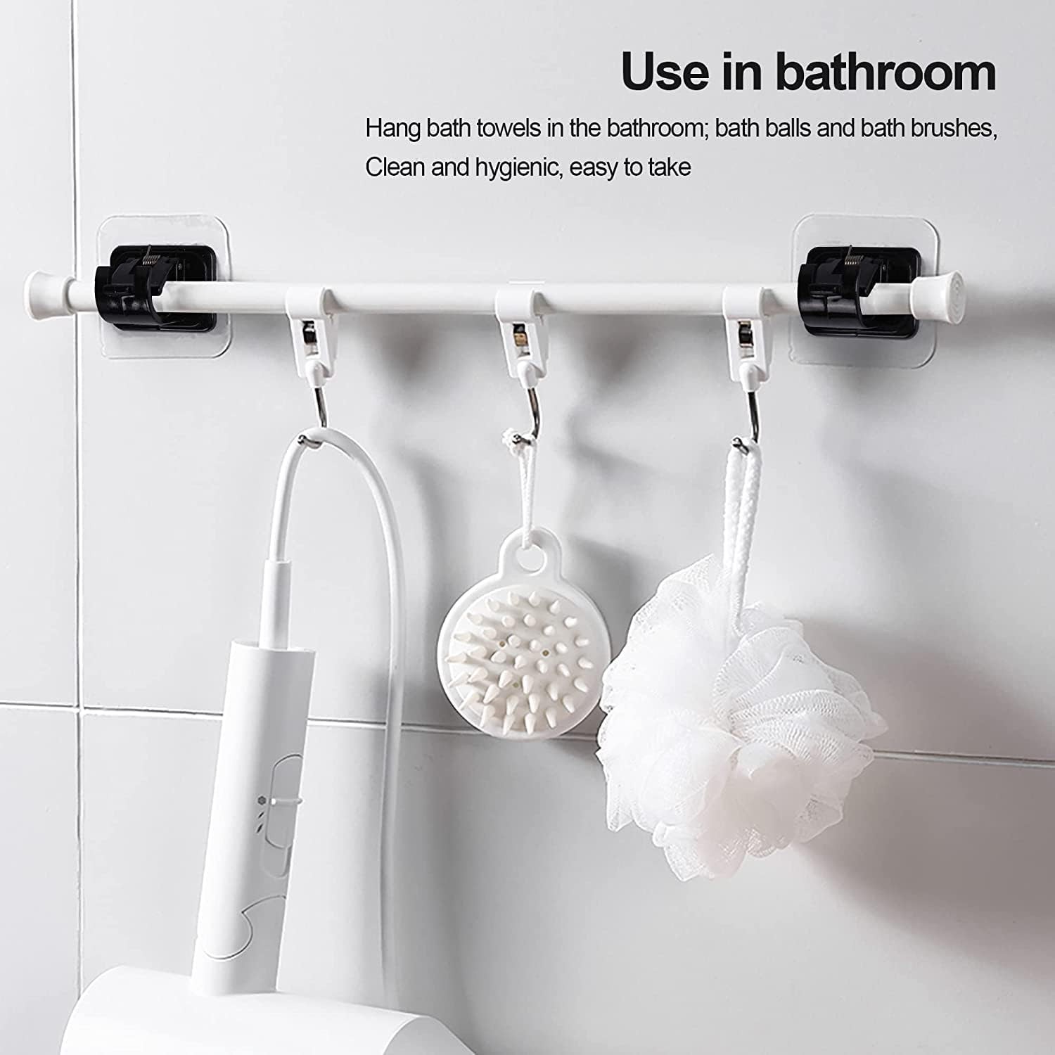 Curtain Rod Brackets No Drilling,Self Adhesive Curtain Rod Holder Hooks for Home