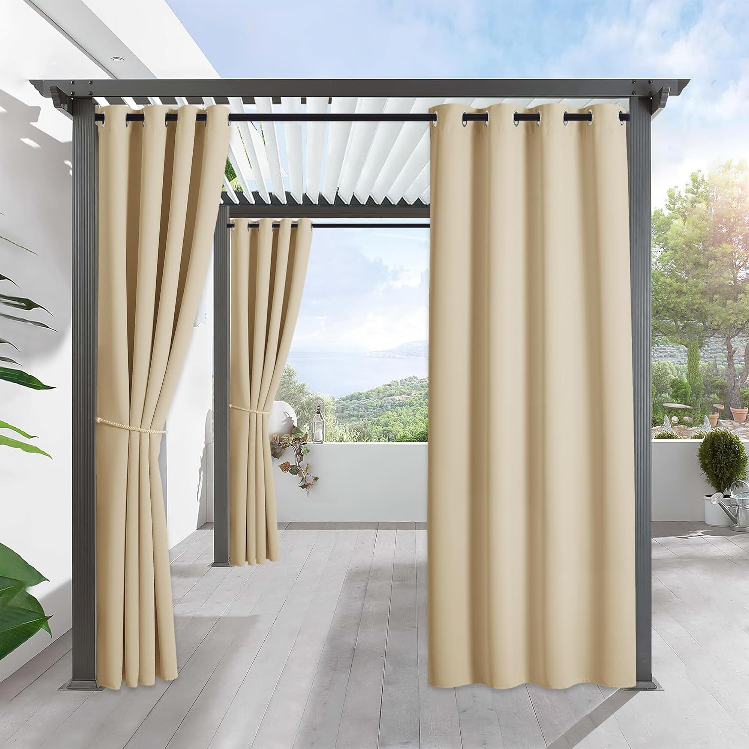 Outdoor Waterproof Patio Curtains 52×84 Thermal Sun Blocking Privacy Panel