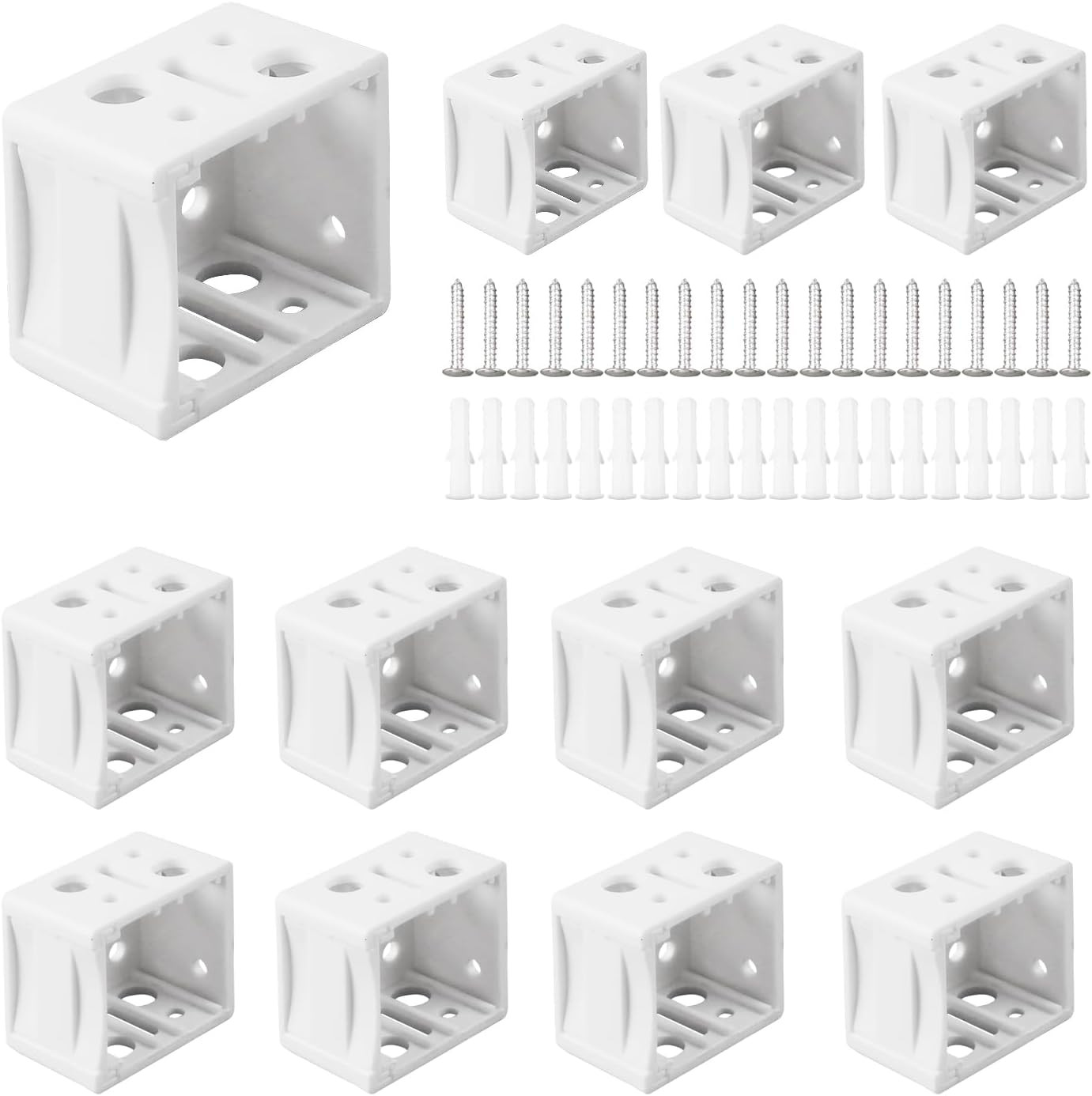 12 Pack 1 Inch Mini Blind Box Mounting Brackets White Window Headrail Holder