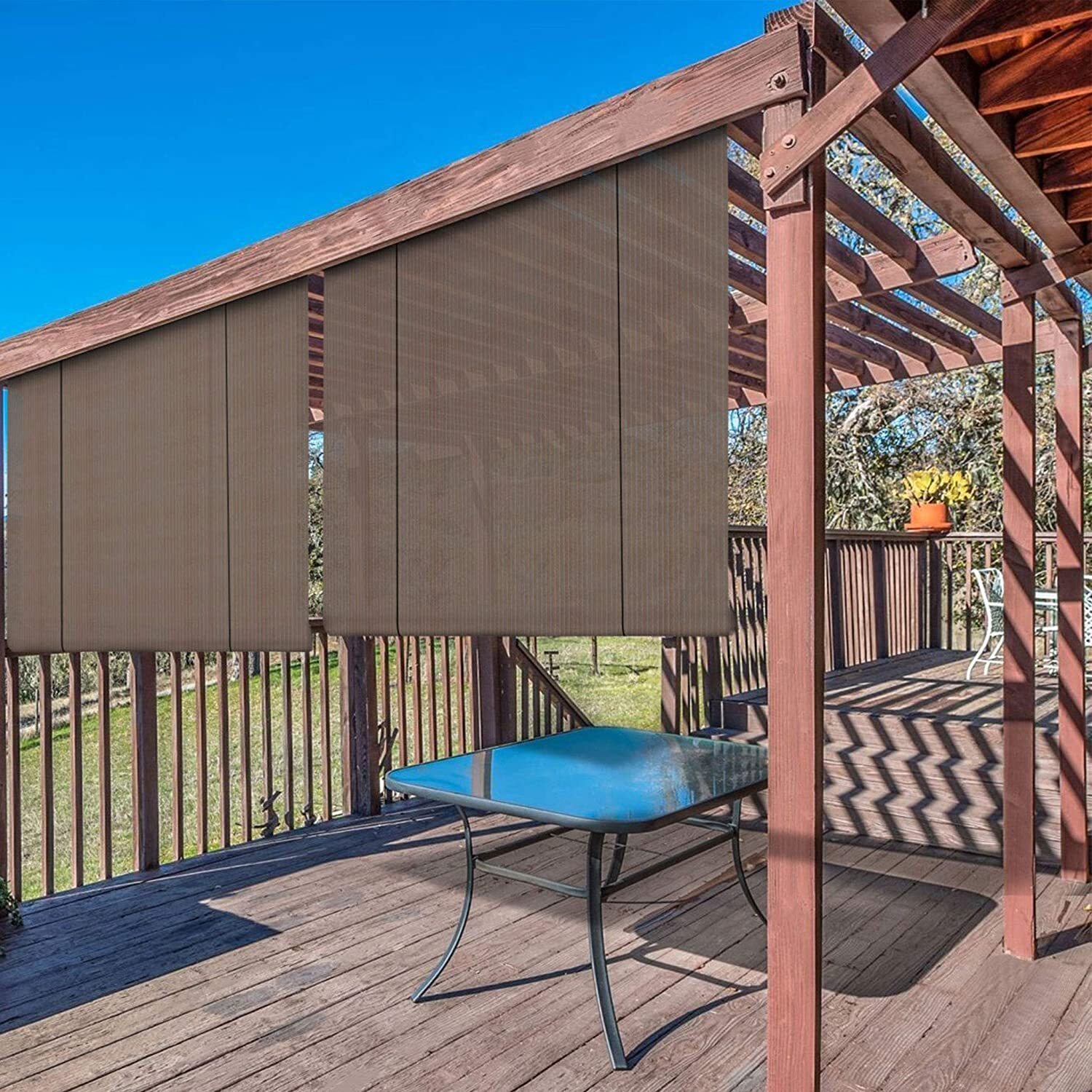 Roll Up Shade Roller Shade UV Blind Screen for Patio Outdoor Deck Gazebo Porch