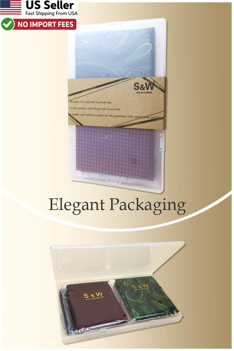 SHLAX&WING Assorted 5 Pieces Mens Silk Pocket Squares Handkerchiefs Set Lot