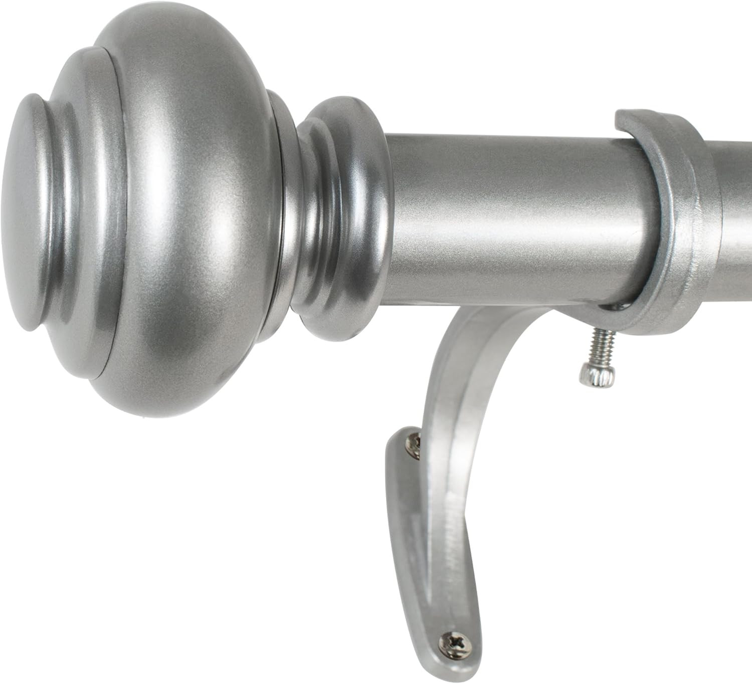 1-Inch Urn Single Window Treatment Rod Set, 72 to 144-Inch, Antique Silver