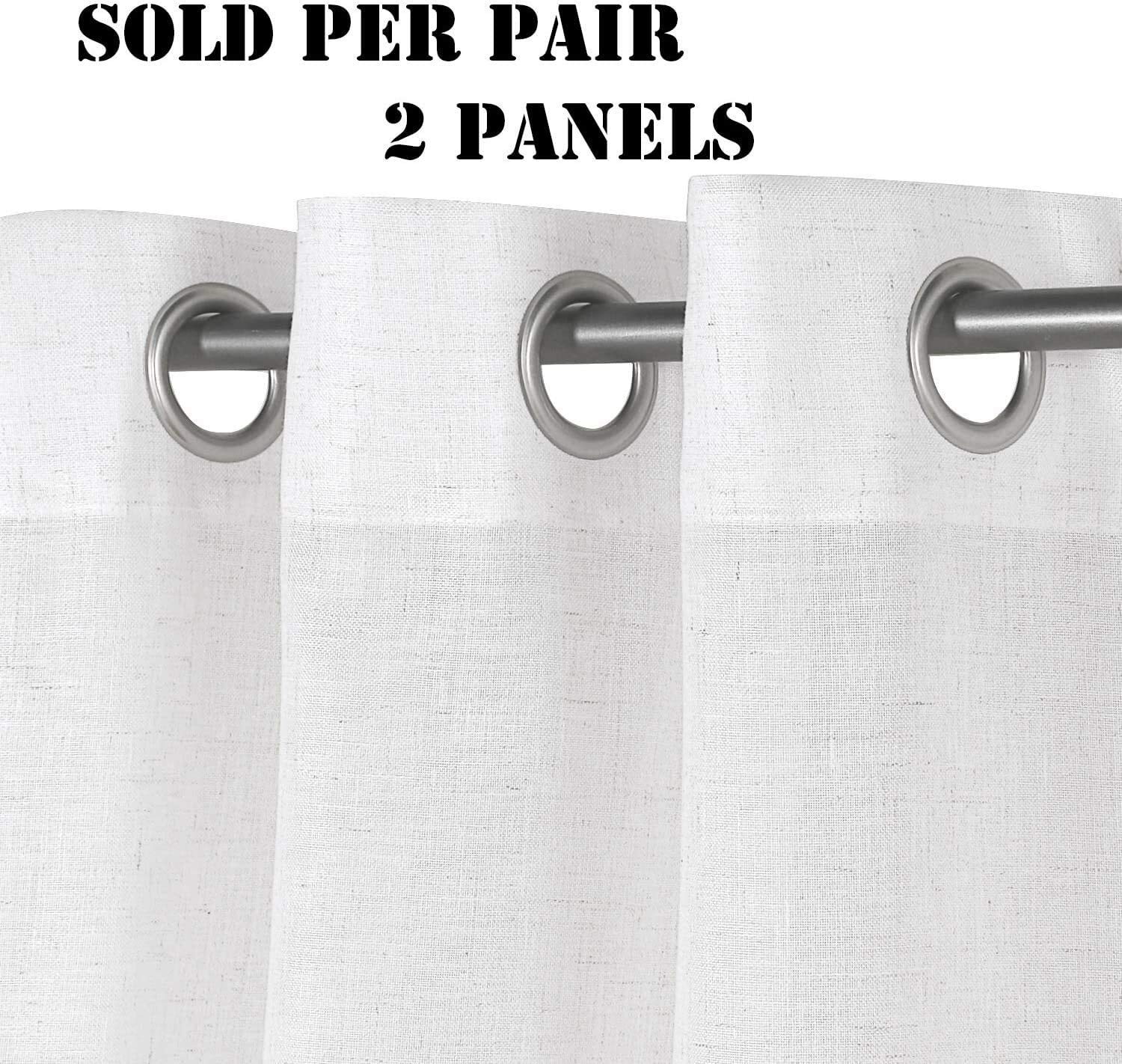 Natural Linen Textured Curtains 2 Panels Light Filtering Grommet Drapes 52×45