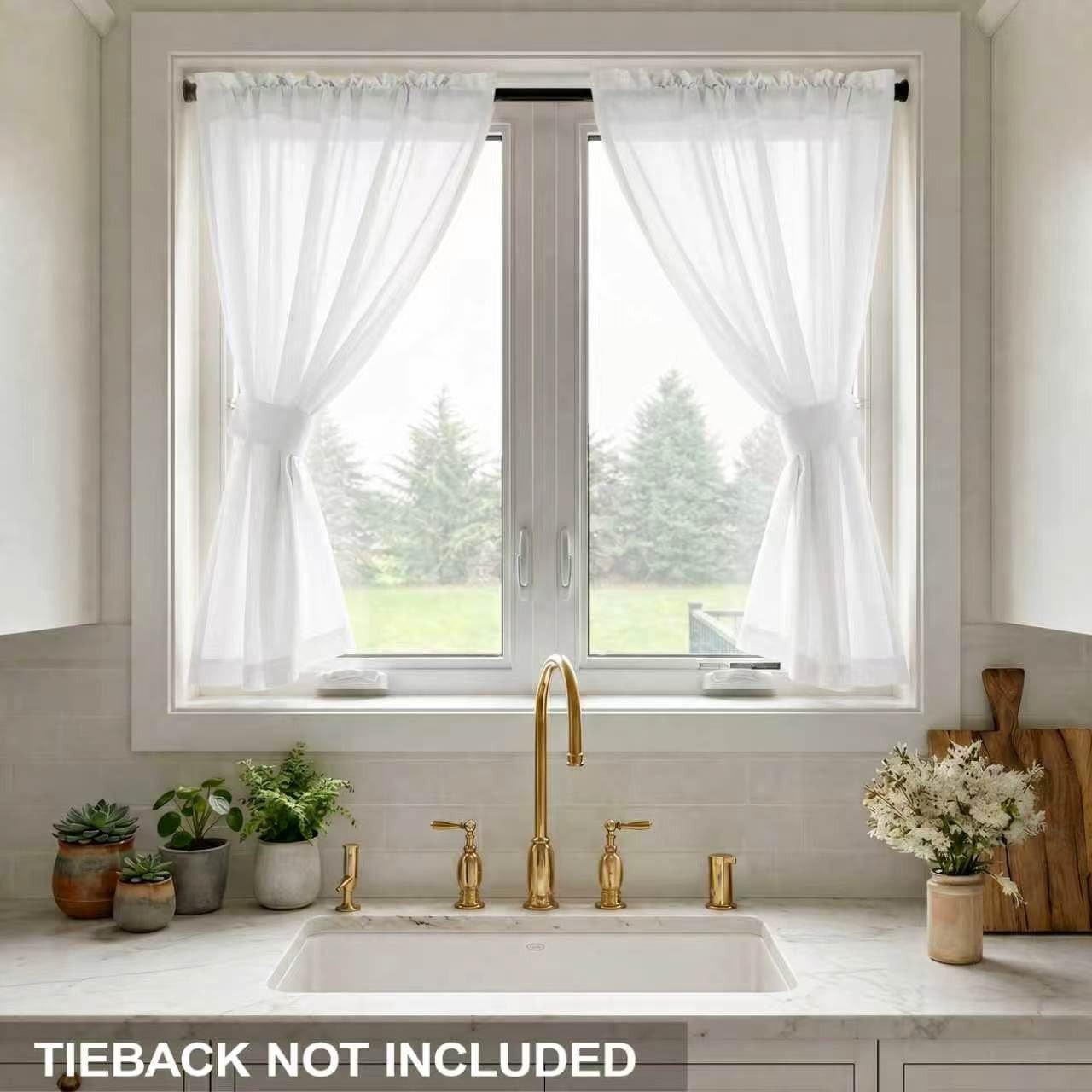 Solid White Curtains 54 Inch Length for Bedroom Rod Pocket Set of 2 Panels Fl…