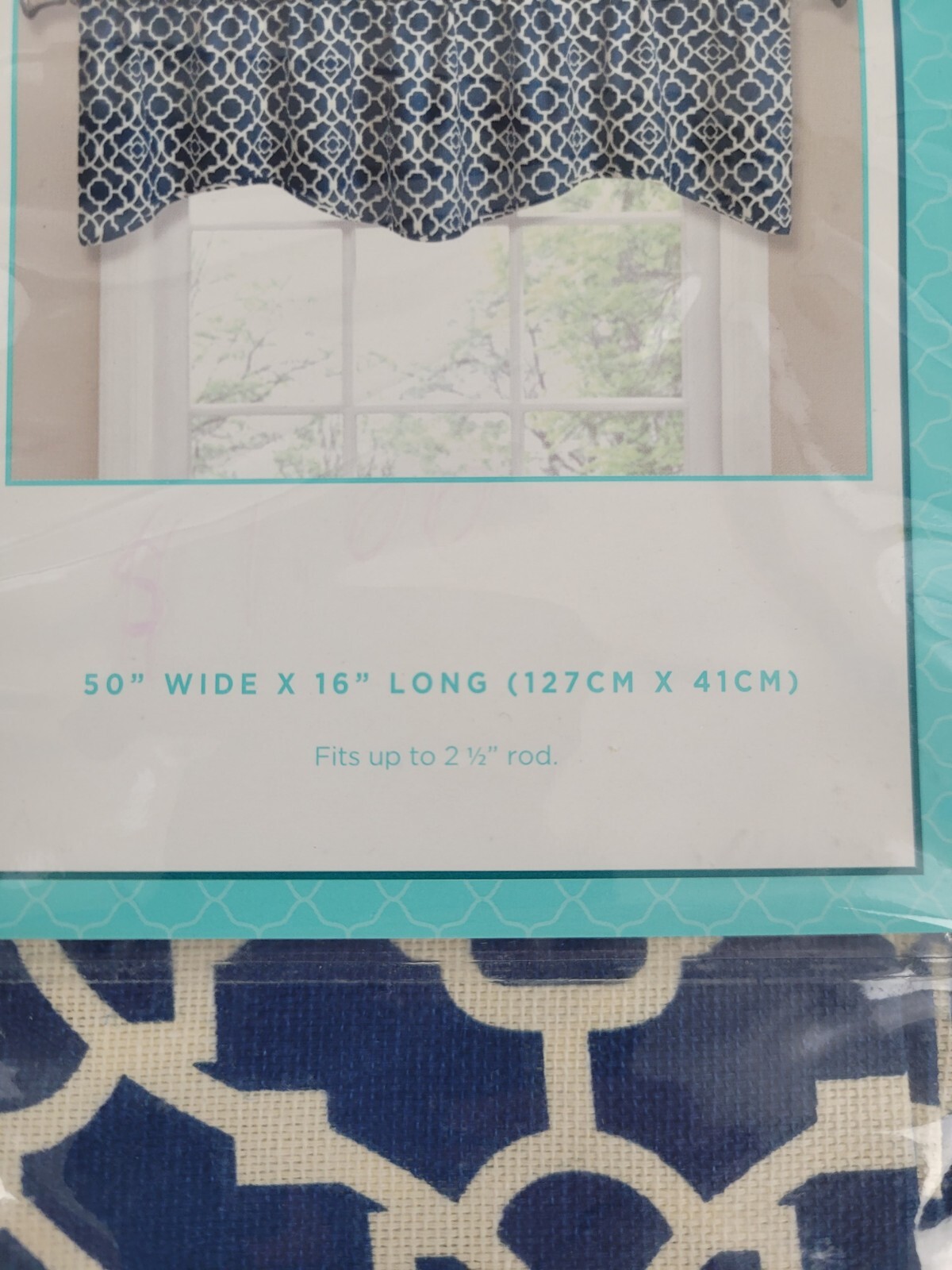 Waverly ONE Lovely Lattice Wave Indigo Blue Valance 50″ x 16″ NEW