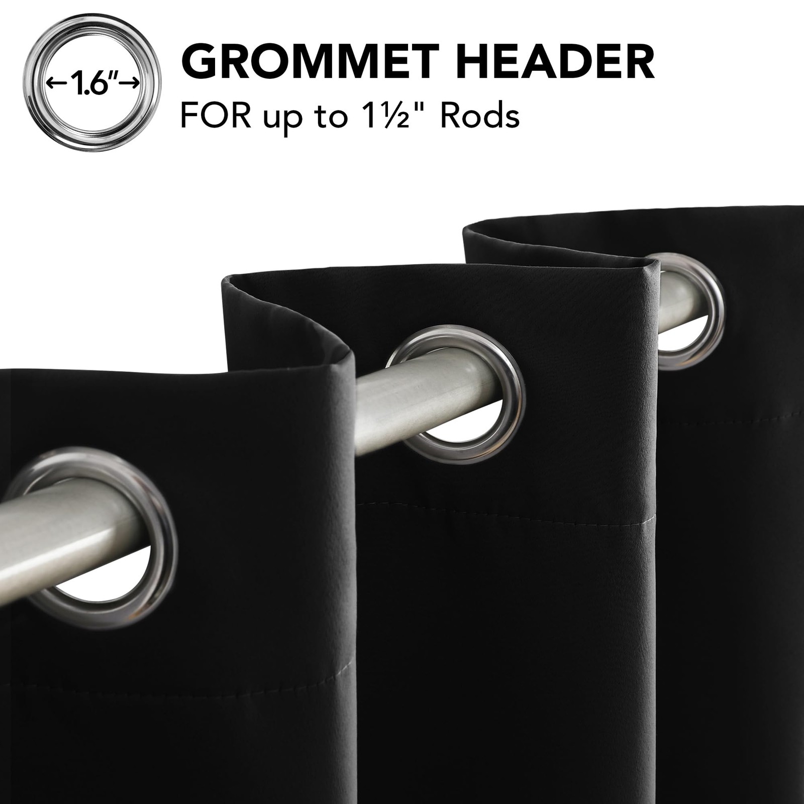 Blackout Curtain Panel – Solid Grommet Top, Thermal Insulated & Energy‑Saving…
