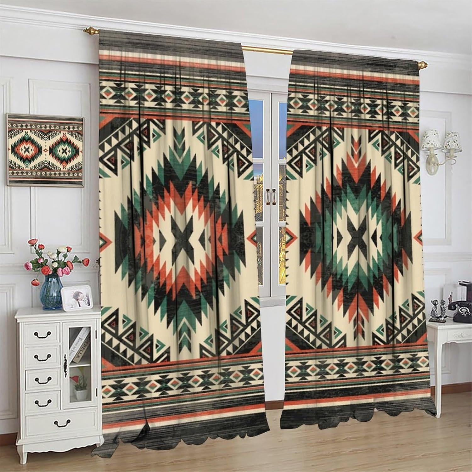 Aztec Thermal Insulated Curtain, Native American South Western Fantasy Boho Trib