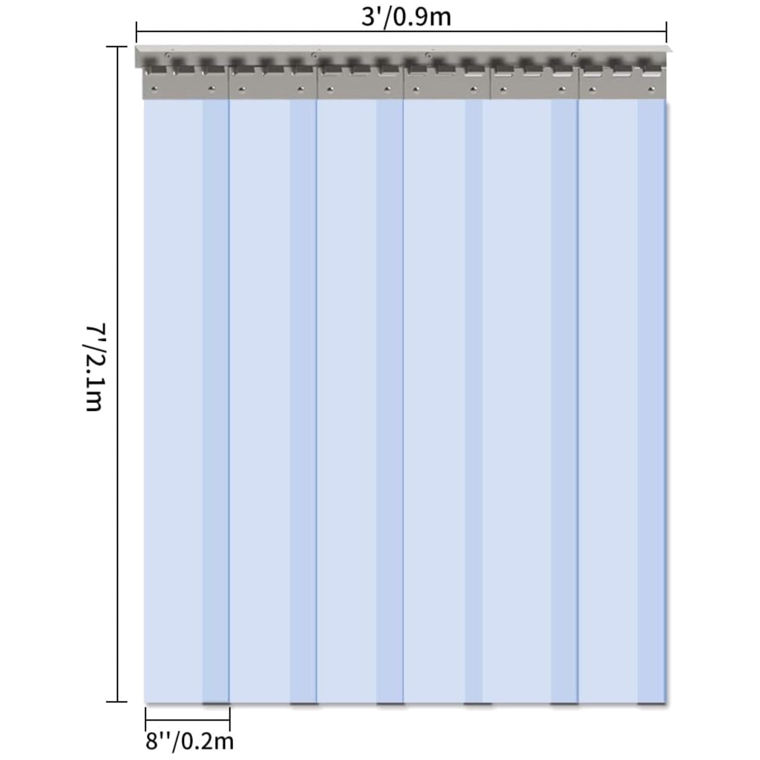 Standard PVC Curtain Strip, 84″ Height X 36″ Width, 6PCS