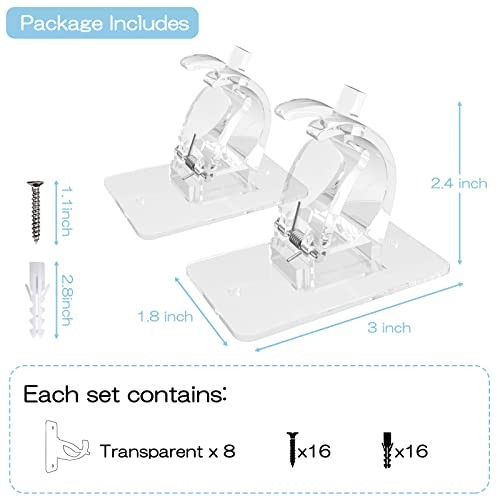 CIEMGNZOC 8PCS No Drill Curtain Brackets, Nail Free 8 Pcs Transparent