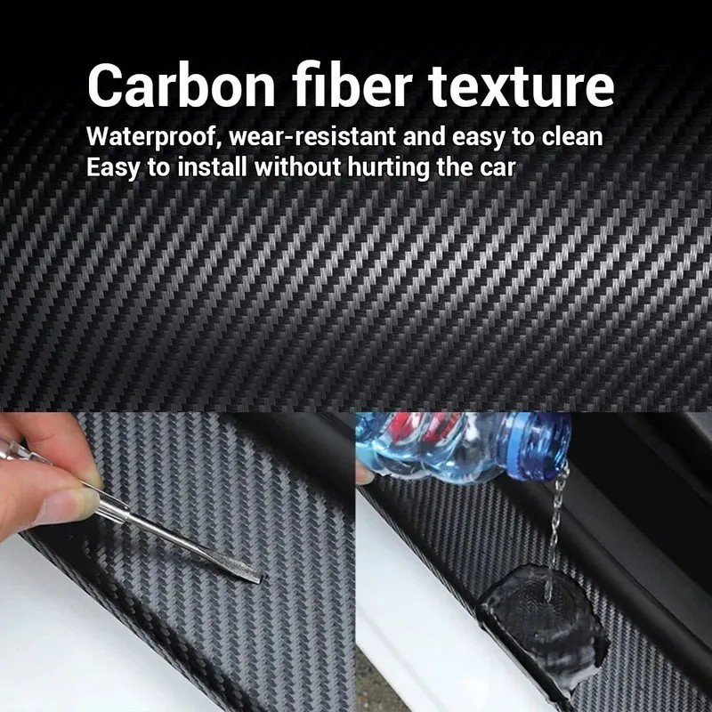 1-5M Carbon Fiber Car Protection Tape Waterproof Door Edge Guard Film Strip