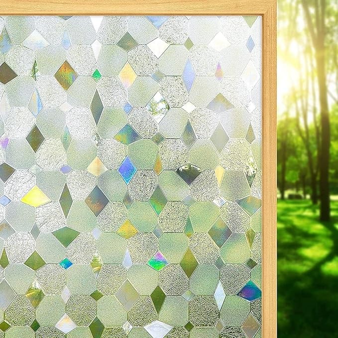 78.74” X29.55” Window Privacy Film Non Adhesive Static Cling Sun Blocking UV