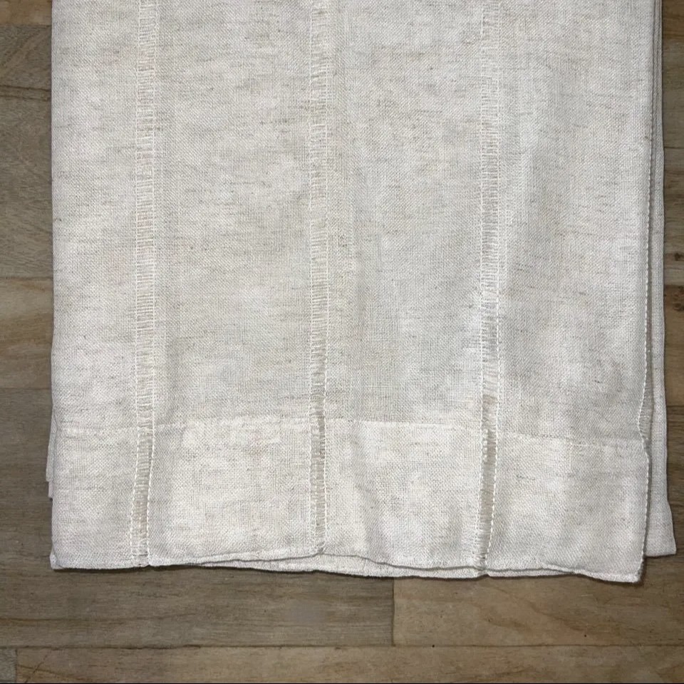 Ralph Lauren 54 x 96 Hamilton Linen Beige Sheer Curtains Striped Stripes Woven