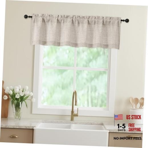 Valances for Windows, Light Filtering Faux 60″W x 14″L (Pack of 1) Linen