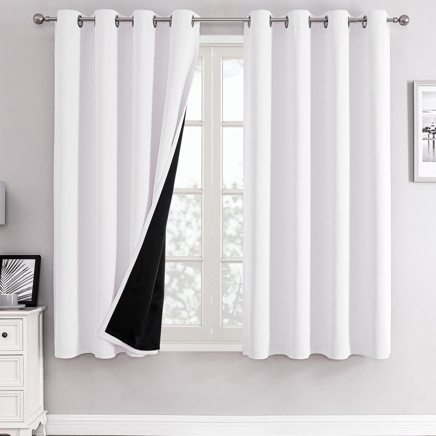100% Blackout Curtains for Bedroom with Black Liner, 2 Thick Layers blackout