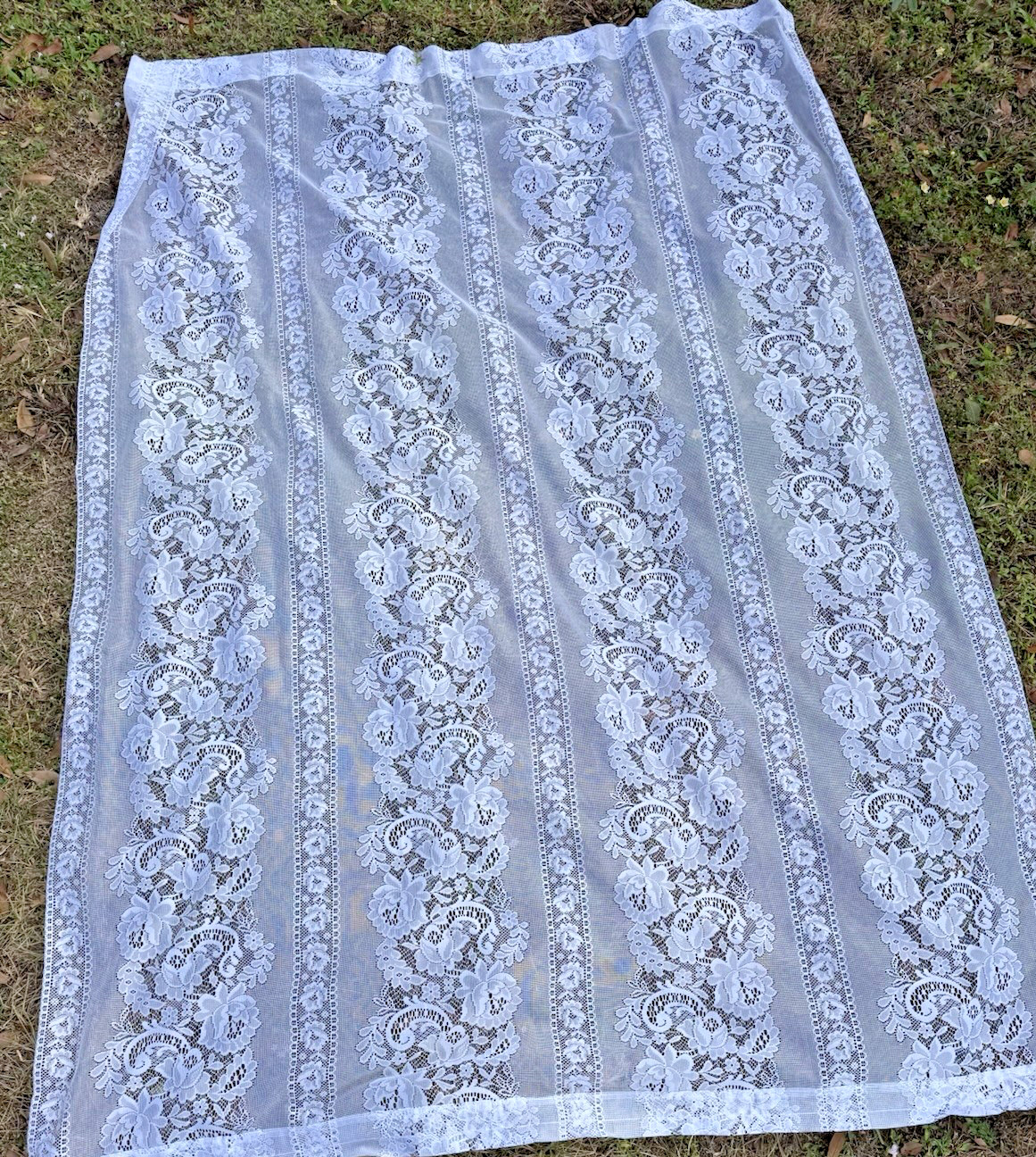 Curtain Lace Panel White Floral Polyester 1″ Pocket Rod 60″ Wide x 82″ Length