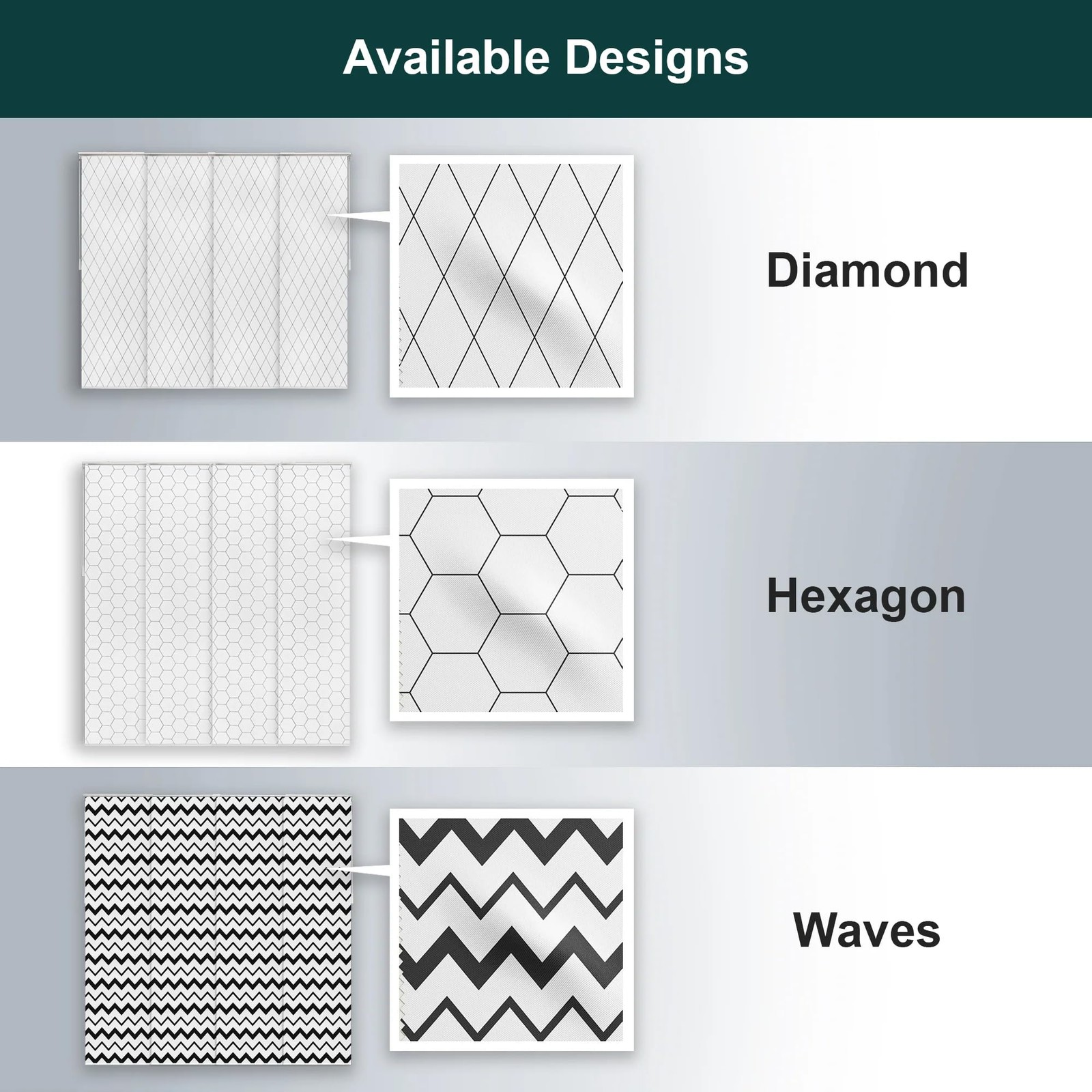 CHICOLOGY Panel Track Blinds for Sliding Glass 86″W x 96″H, Wave (Privacy)